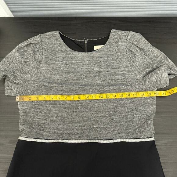 Loft Women's Gray Black Colorblock Back Zip Short Sleeve Mini Dress Size 14 - Picture 9 of 11